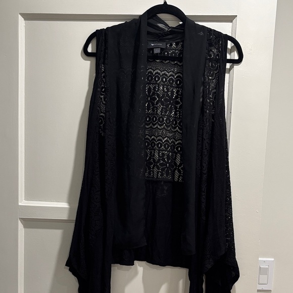 AB Studio Jackets & Blazers - AB Studio Sheer Black Lace Cardigan